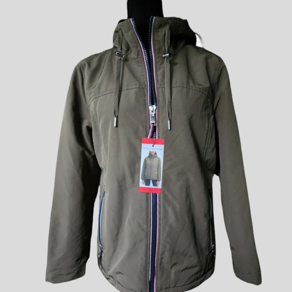 NWT TOMMY HILFIGER (MED) Olive Insulated Plush Lined Winter Jacket - Picture 3 of 11